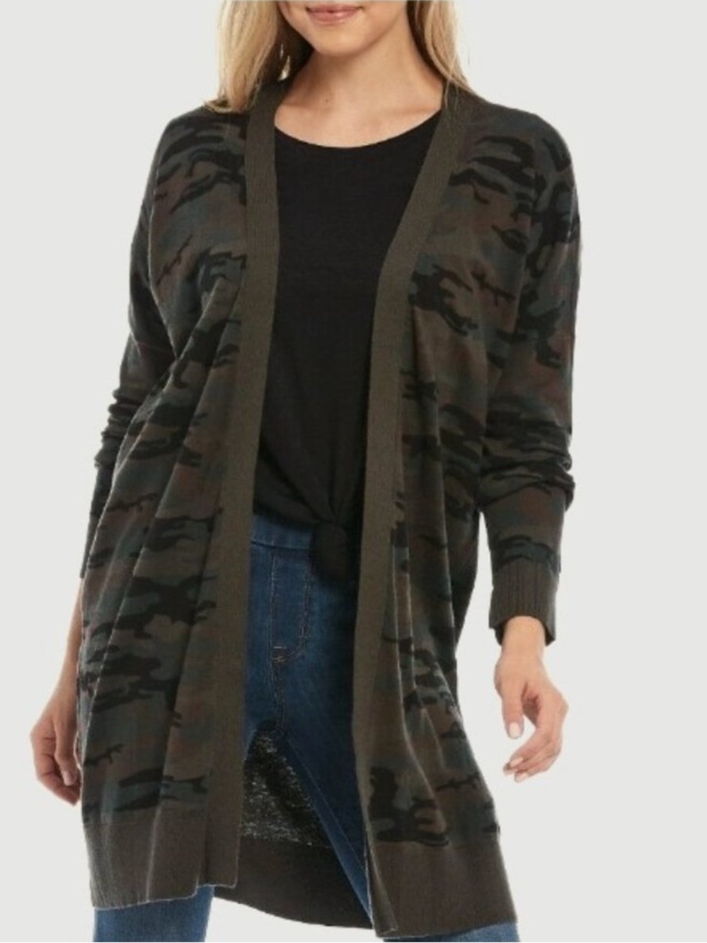Sanctuary Camo Print Open
Front Long Cardigan Sweater in
Forest